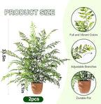 2 Pack Artificial Fern Plants in Pots Artificial Boston Ferns Potted Plants Faux Fern Bush Plant Shrubs Greenery for Outdoor Indoor Porch Patio Farmhouse Garden Living Room Office Table Decor (Type 5)