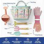 Kinderific Gardening Set, Tool Kit, for Kids, STEM, Includes Tote Bag, Spade, Watering Can, Rake, Fork, Trowel and Gloves, Fruity