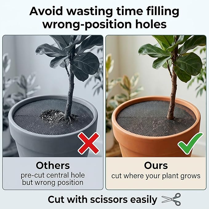 Cuttable Plant Pot Grids - 4 Pcs 15.7" No Pre-Cut Hole Soil Covers Protectors from Animals, Indoor Round Flower Planter Pots Mesh for Outdoor Garden Plants