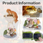 HUYIENO Solar Garden Statue Outdoor Decor Ornament Waterproof Solar Powered LED Lights for Yard, Patio, Lawn Gift for Mom, Women, Housewarming Squirrel