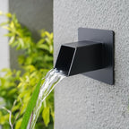 2 Inch 316 Stainless Steel Square Water Fountain Spout with Integrated Spray Baffle, Waterfall Spillway Scupper for Outdoor Decors, Pools, Ponds, Water Walls (Black)