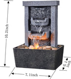 GOSSI Indoor Waterfall Fountain, 10.3" Tabletop Water Fountain with LED Lights & River Rocks, Relaxing Home Office Decor