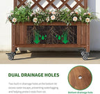 Upgraded 2-Pack 50" Tall Trellis Planter Box with Wheels, 49.8"H × 27.6"W × 13.0"D Solid Fir Wood Raised Garden Bed & Lattice Privacy Screen, Rolling Planter with Drainage for Patio/Garden