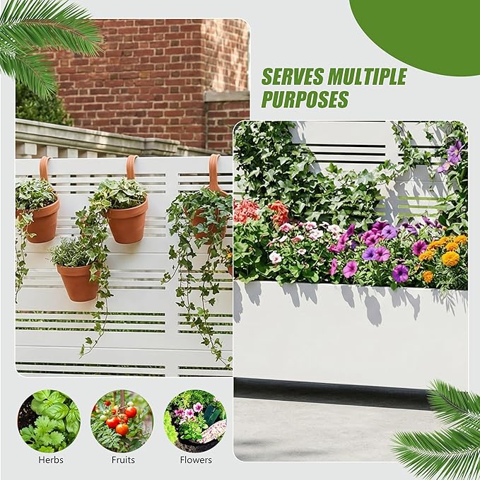 Casaphoria Metal Raised Garden Bed with Trellis and Wheels, 47"x47"x16" Planter Box for Climbing Plants, Vegetables & Vines, Features Drainage Holes and Privacy Screen, White-Harold