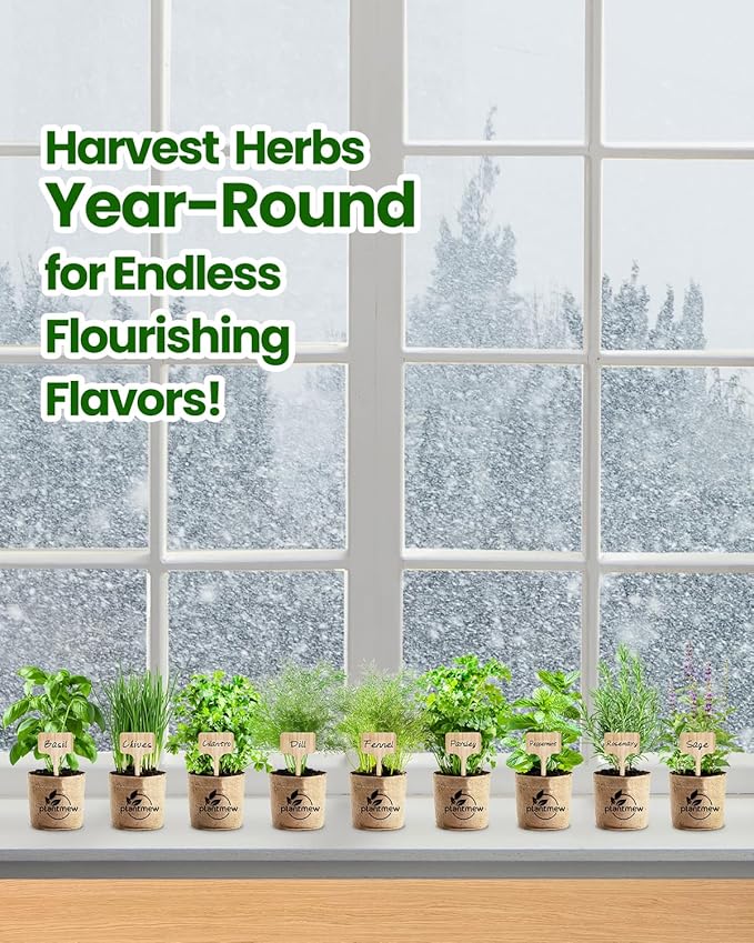 Gift for Women, Mom, Her – 9 Herb Indoor Window Garden Kit | Complete Herb Seeds Starter Set with Pots, Soil, Tools & Markers | Non-GMO Heirloom Herbs | Birthday, Housewarming, New Home, Mother's Day