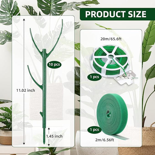 10 Pack Stackable Plant Support Stakes - Climbing Support for Indoor & Outdoor Use - Garden Accessories for Monstera, Pothos, Philodendron - Aesthetic Alternative to Moss Poles & Trellises
