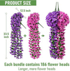 ATTGREAT Artificial Bougainvillea for Outdoors Faux Plants UV Resistant Flowers Fake Plastic Plants Realistic Silk Flowers for Porch Planter Garden Hanging Decoration, 2Pcs (Purple & Purple Red)