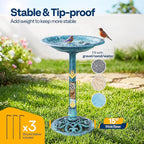 VIVOHOME Bird Bath for Outside, Polyresin Pedestal Bird Baths for Outdoor, Garden, 28 Inch Height Weather-Resistant Birdbaths with 20" Bowl, Blue