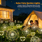 Solar Garden Lights Outdoor Decor Waterproof, 4Pack 120LED Firework Lights for Garden Decorative, Fairy Lights Solar Powered for Yard, Patio,Pathway,Flowerbed,Planter,Party(Warm White)