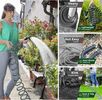 Coil Hose 15FT EVA Coil Garden Hose With 3/4'' Brass Connector Coiled Water Hose Lightweight And No Kink Includes 7 Patterns Spray Nozzle For Outdoors Lawn Watering Car Washing