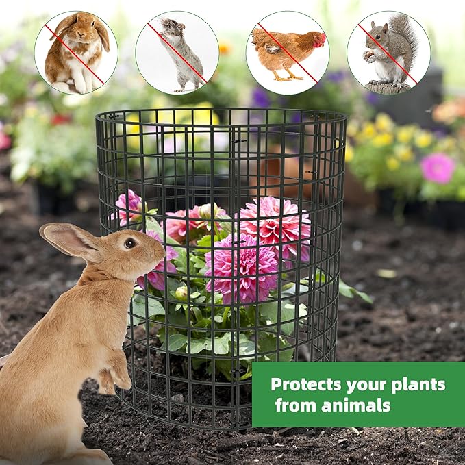 UNIFAMILY 12 Pcs Plant Protectors from Animals, 16x12IN Metal Plant Cage to Keep Animals Out, 4 Pack Garden Protector Cage from Deer, Garden Protection for Vegetables Chicken Wire Cage for Plants