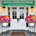8 Bundles Artificial Geraniums Flowers for Outdoors Summer Decoration, Fake Flowers Silk Color Flowers UV Resistant No Fade Look Real Faux Plants for Porch Gardens Planter Patio Spring Cemetery Decor