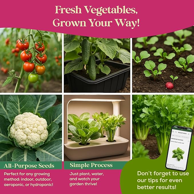 Seedphony 25 Gourmet Garden Vegetable Seeds Variety Pack - 14,965+ Non-GMO Heirloom Vegetables Seeds for Planting Indoor&Outdoor Home Garden Seeds - Gardening Seed Packets for Planting Vegetable Seeds