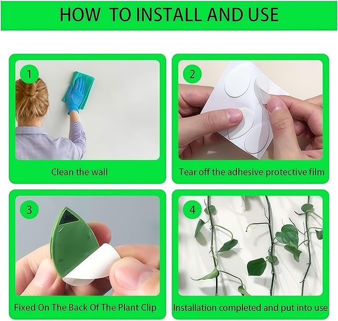 120 PCS Leaf-Shape Acrylic Adhesive Pads for Plant Wall Clips – Extra-Strong Double-Sided Stickers for Indoor & Outdoor Vine Clips, Plant Climbing Wall Fixers, Wall Vines Traction Adhesive