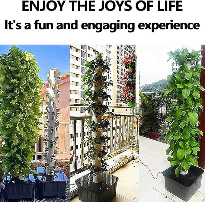FLTRGO Hydroponics Tower - Hydroponics Growing System for Indoor Herbs, Fruits and Vegetables - Aeroponic Tower with Hydrating Pump, Timer, Adapter, Seeding Bed & Net Pots
