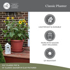 The HC Companies Classic Round Plastic Plant Pot w/Rolled Rim - Lightweight & UV Resistant Flower Pot for Herbs & More - Outdoor & Indoor Plant Pots w/Drainage (7 inch Chocolate, Pack of 1)