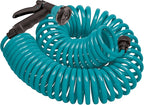 Orbit 26381 Coil Garden Hose, 25 Feet, with 8-Pattern Hose Nozzle (Blue)