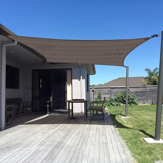 SUNNY GUARD Custom Size 16'x18' Brown Sun Shade Sail Rectangle UV Block Shade for Backyard Yard Patio Deck Garden(Customized)
