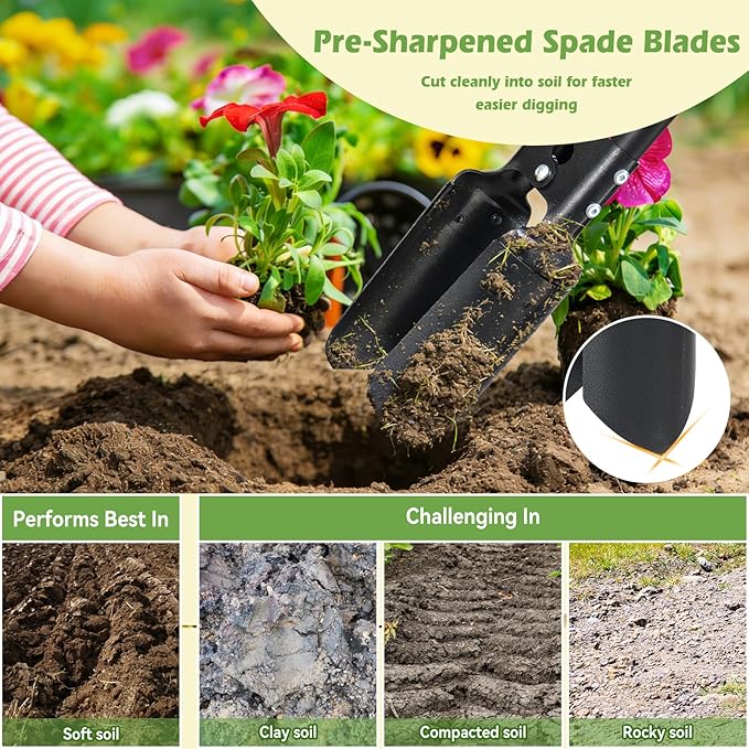 Post Hole Digger, 54” Manual Plant Hole Digging Tool for Gardening, Soil Plugging, Cultivating, Weeding,Heavy Duty Metal Holes Digger Tool with Sharp Blades for Fence Installation Bulbs Planting