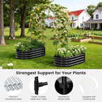 3 in 1 Galvanized Raised Garden Bed with 87" H Arch Trellis for Climbing Plants, Outdoor Gardening Planter Box with Climbing Net for Flower Vegetables Fruits Herbs, Black