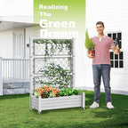 Durable Resin Raised Garden Bed with Drainage Holes & Reinforced Corners - Lightweight Flower Boxes Outdoor for Vegetables, Herbs, and Patio Garden Enclosure System (Ashen, 43.43*18.27*64.29)