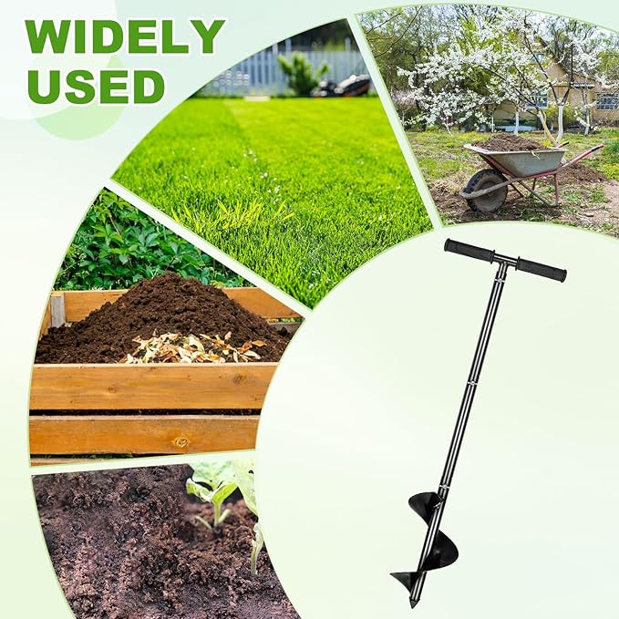 M METERXITY Compost Turning Tool 33.4 Inch Compost Stirring Tool Manual Lawn Aerators Mixing Tool for Gardening Bed/Plant Box/Outdoor Tumbler Bins Bags [Black]