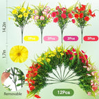Artificial Flowers for Outdoors 12 Bundles Artificial Petunias Fake Flowers UV Resistant Shrubs Plants with Fern for Indoor Outside Hanging Planters Home Garden Spring Summer Decorations