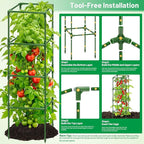 Legigo 4 Pack Square Tomato Cages- 60 Inch Heavy Duty Tomato Trellis for Climbing Plants Outdoor, Tomato Plant Support Stakes Cage Garden Trellis for Garden Raised Garden Bed Cucumbers Vegetables