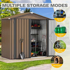 DWVO 6x4ft Metal Outdoor Storage Shed, Waterproof Tool Shed Heavy-Duty Storage Unit with Lockable Door and Vents, Ideal for Bicycles, Tools, Lawnmowers, Backyards, Patios, Lawns - Brown