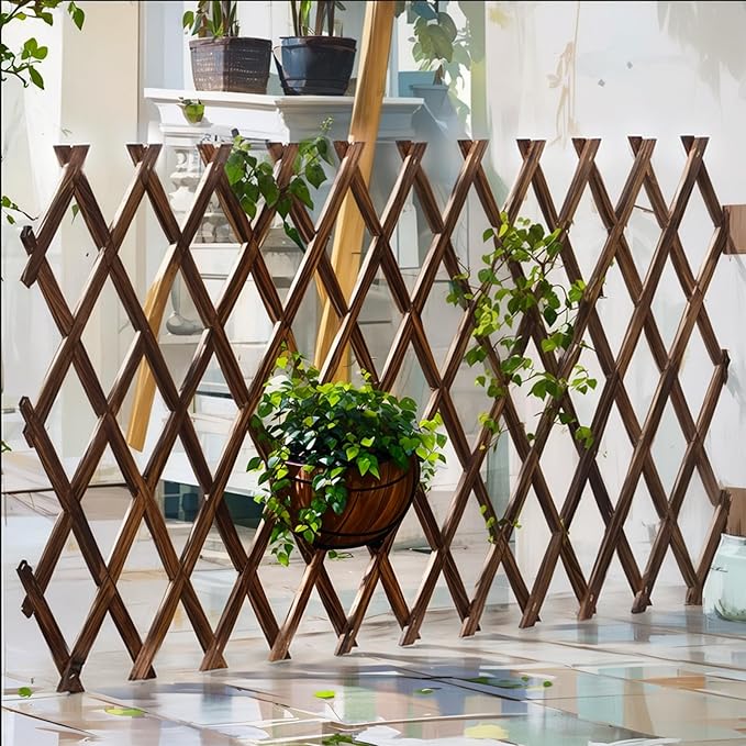 4 Pcs Expandable Garden Trellis, 38" x 89" Thickened Large Wooden Lattice Panel Lattice Trellis for Climbing Plants Outdoor Ivy Vine Rose Clematis for Garden Fence Wall Patio Room Decor (4)