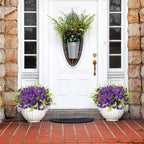 Artificial Flowers for Outdoors 12 Bundles Artificial Petunias Fake Flowers UV Resistant Shrubs Plants with Fern for Indoor Outside Hanging Planters Home Garden Summer Decorations (Purple)