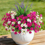 Artificial Flowers Fake Plants for Outdoors Decoration, 12 Bundles Silk Morning Glory with 2PCS Lavender Realistic UV Resistant Faux Spring Flowers for Outside Planter Yard Patio Garden Home Indoor