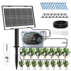 Solar Drip Irrigation System Kit, Auto Watering Kit for 15 Pots, 3W Solar Powered Auto Easy DIY Watering Device, 22 Timing Modes with Anti-Siphoning Device,for Outdoor Garden, Balcony
