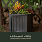 Mayne Cape Cod 20-Inch Square Planter – Self-Watering, Weather-Resistant Planter for Flowers – Durable Outdoor Design for Patio, Porch, or Entryway