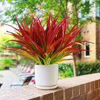 32 Pcs Artificial Grass Fake Plants 17.3in Outdoor Plants UV Resistant Greenery Stems Fake Grass for Home Window Garden Office Patio Pathway Front Porch Décor Light Green & Red