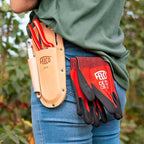 FELCO F910+ USA Made Leather Holster – Dual-Slot Belt Pouch for Pruners, Wire Cutters & Folding Saws with Accessory Slot | Tool Holster with Clip & Loop Attachment | Heavy-Duty Genuine Leather