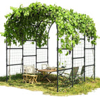 DoCred Garden Arch Trellis, 88in H x 88in L Tall Garden Arch Arbor Trellis for Climbing Plants Outdoor Plant Support for Cucumber Grape Vine, Large Metal Gardening Archway for Lawn Party Ceremony