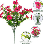 Lnoicy 20 Bundles Artificial Flowers for Outdoor Fake Plants for Spring Decoration,Faux Eucalyptus Flowers for Planter UV Resistant Lifelike for Home Porch Garden（Rose Red）