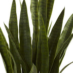 Nearly Natural 35in Artificial Snake Plant, Sansevieria Faux Greenery with Black Planter for Indoor Home Office Decor, Low Maintenance