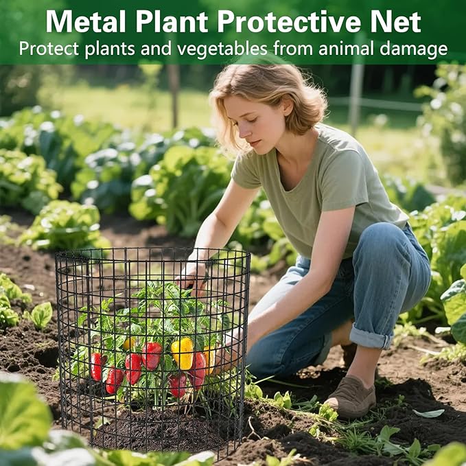 10 Pack Plant Protectors from Animals, 12×14in Wire Plant Protector Covers, Metal Garden Cloche with Ground Stakes and Zip Ties for Deer and Rabbit Protection in Outdoor Gardens