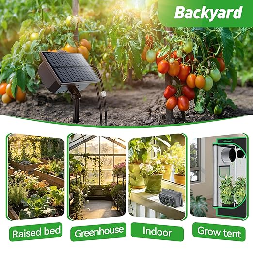 RAINPOINT Easy-Setup Solar,Rechargeable,USB-C Powered Auto Drip Irrigation Kit System with 10 Plants Expansion Kit