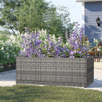 SUNNYPARK Gray Rectangular Planter Box All-Weather PE Rattan Large Modern Planters with Removable Liner Indoor Outdoor Decorative Flower Pot for Patio, Balcony, Garden