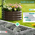 DoCred 3 in 1 Galvanized Raised Garden Bed, 2Pcs Garden Planter Box with 87" H Trellis for Climbing Plants, Outdoor Gardening Raised Beds with Climbing Net for Fruits, Vegetables, Flower (Wood Grain)