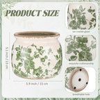 Vintage Planter Large Ceramic Plants Pot Beige Green Vintage Floral Ice Crack Cottage Scroll Vase Flower Vase Pot Indoor Plants Home Kitchen Decor Farmhouse Antique Decorative Gifts