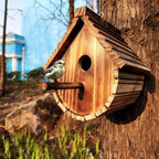 1 Pack Wren Houses for Outdoors,Natural Wooden Hanging Bird House for Chickadee,Bluebird,Handmade from Natural Wood for Garden Decorations