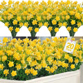 TURNMEON 20 Bundles Artificial Flowers for Outdoors, Spring Grass Camellia Fake Flowers Plastic Plants,UV Resistant No Fade Faux Greenery for Gardens Porch Yards Summer Cemetery Decor 500 Head(Yellow)