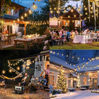 200FT Solar String Lights Outdoor Waterproof with Remote & Timer, LED Shatterproof ST38 Bulbs, USB & Solar Powered Patio Lights for Backyard, Porch, Garden, Wedding, Christmas Decor