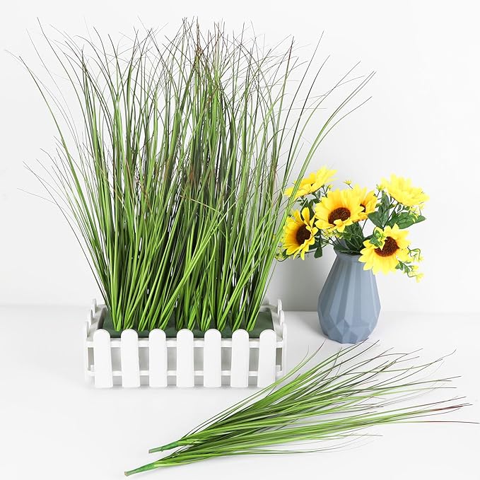 FOIMAS 12pcs Artificial Grass Plants,19.68" Faux Shrubs Wheat Grass Greenery Stems Fake Plants for Indoor Outdoor Home Decoration
