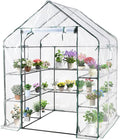 SUNGIFT Greenhouses for Outdoors, Upgraded PVC Cover Walk-in Greenhouse Kit 57x61x80 Inch, Zippered Windows Mesh Door, Plant Garden Hot House for Outside, Clear