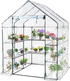 SUNGIFT Greenhouses for Outdoors, Upgraded PVC Cover Walk-in Greenhouse Kit 57x61x80 Inch, Zippered Windows Mesh Door, Plant Garden Hot House for Outside, Clear